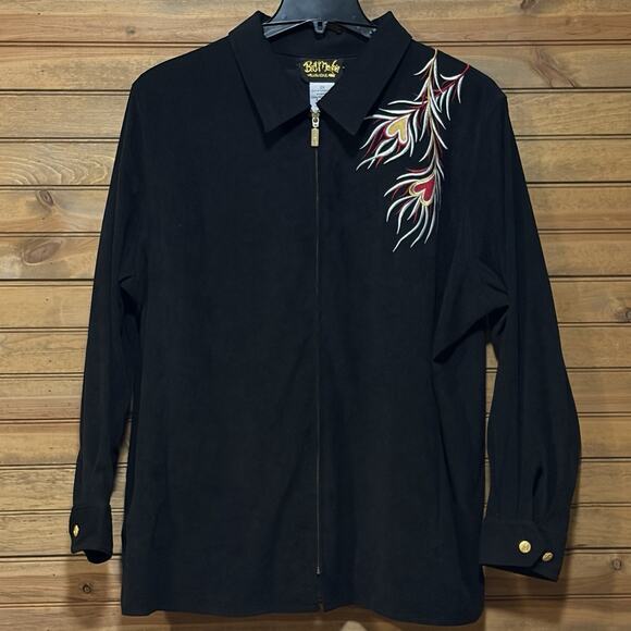 Bob Mackie Wearable Art Black Jacket Phoenix Bird Embroidered Size 2X - Picture 14 of 14